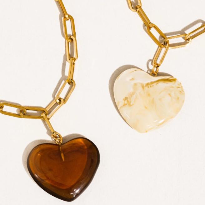 The Harper Necklace – 18K Gold Non-Tarnish Heart Pendant Chain Necklace