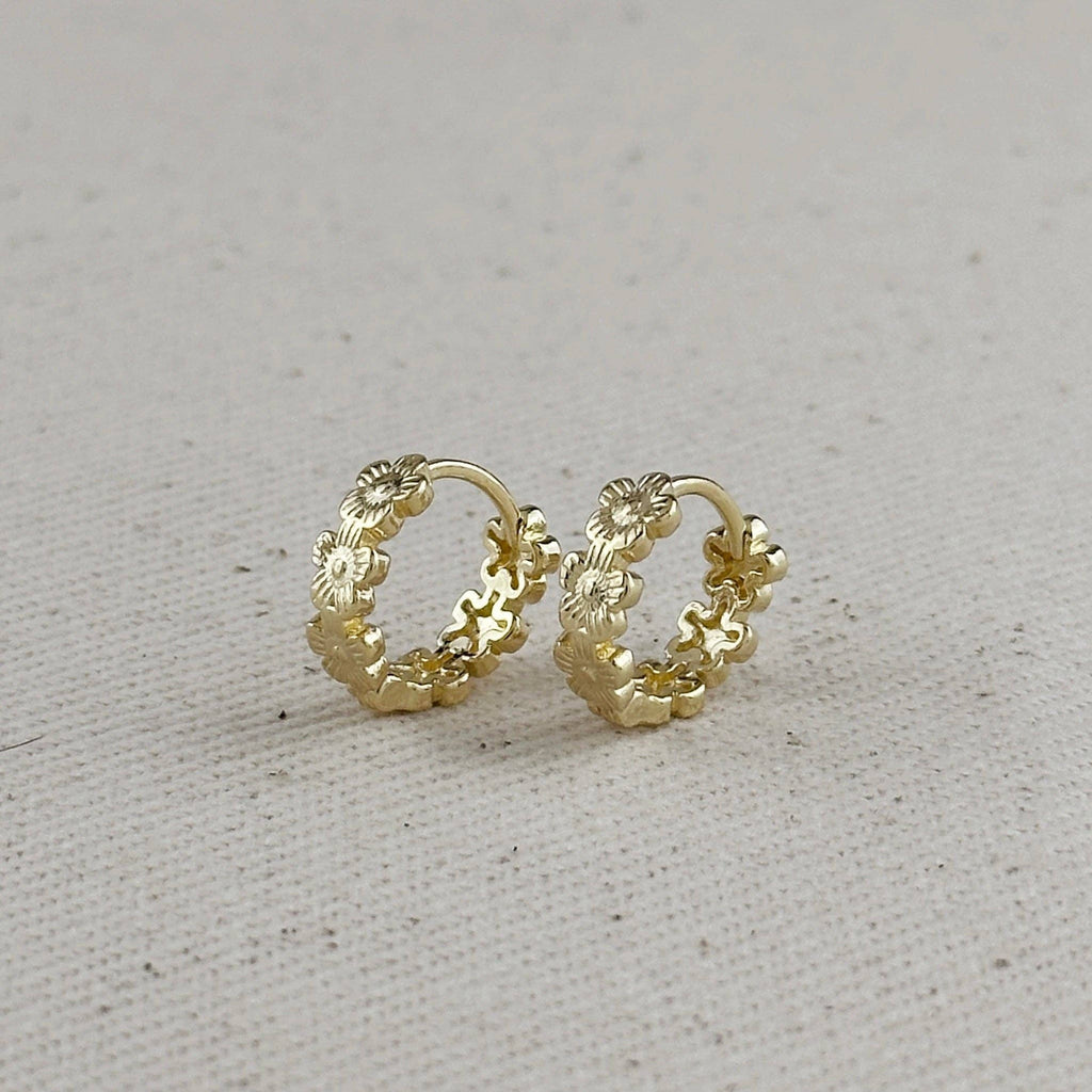 The Desiree 18k Gold Filled Flower Huggies Hoop Earrings