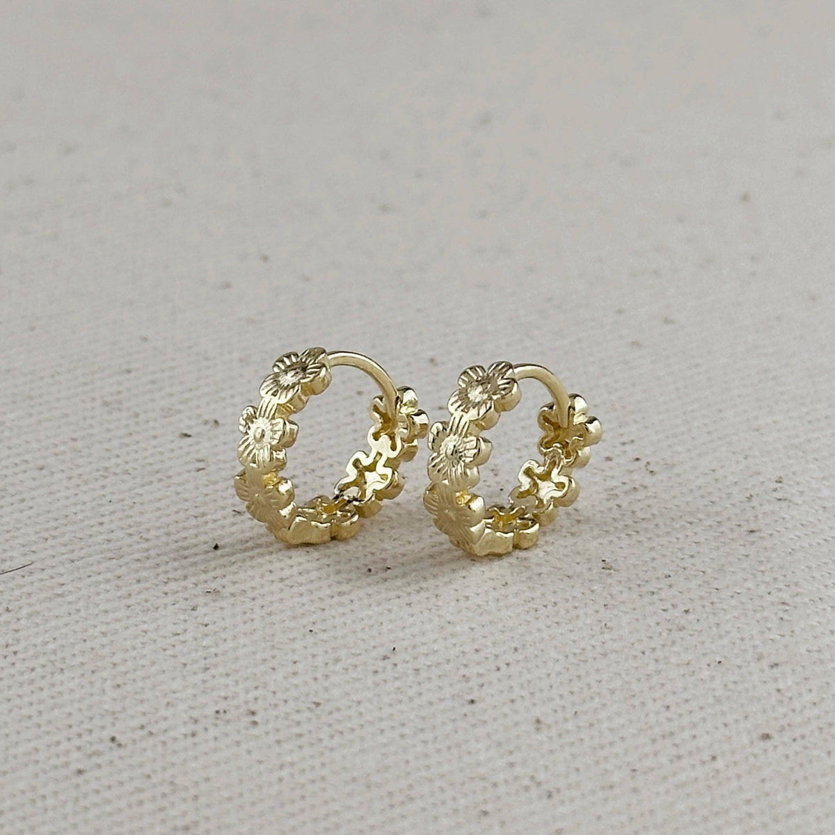 The Desiree 18k Gold Filled Flower Huggies Hoop Earrings