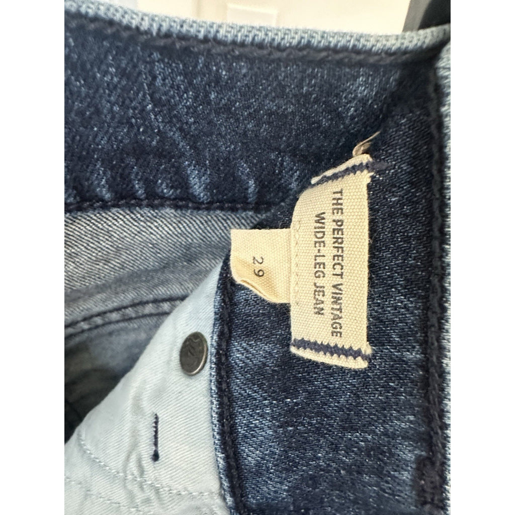 Madewell Women’s Wide-Leg Jeans Dark Wash Blue Denim Button 5-Pocket