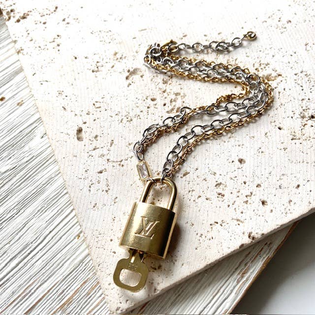 The Georgian Necklace — Repurposed LV Lock Mixed Metal Necklace