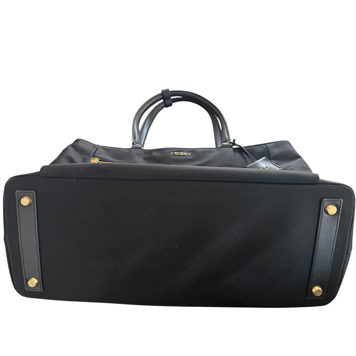 TUMI Voyageur Black Nylon Tote Bag Gold Hardware Work Travel Shoulder Bag