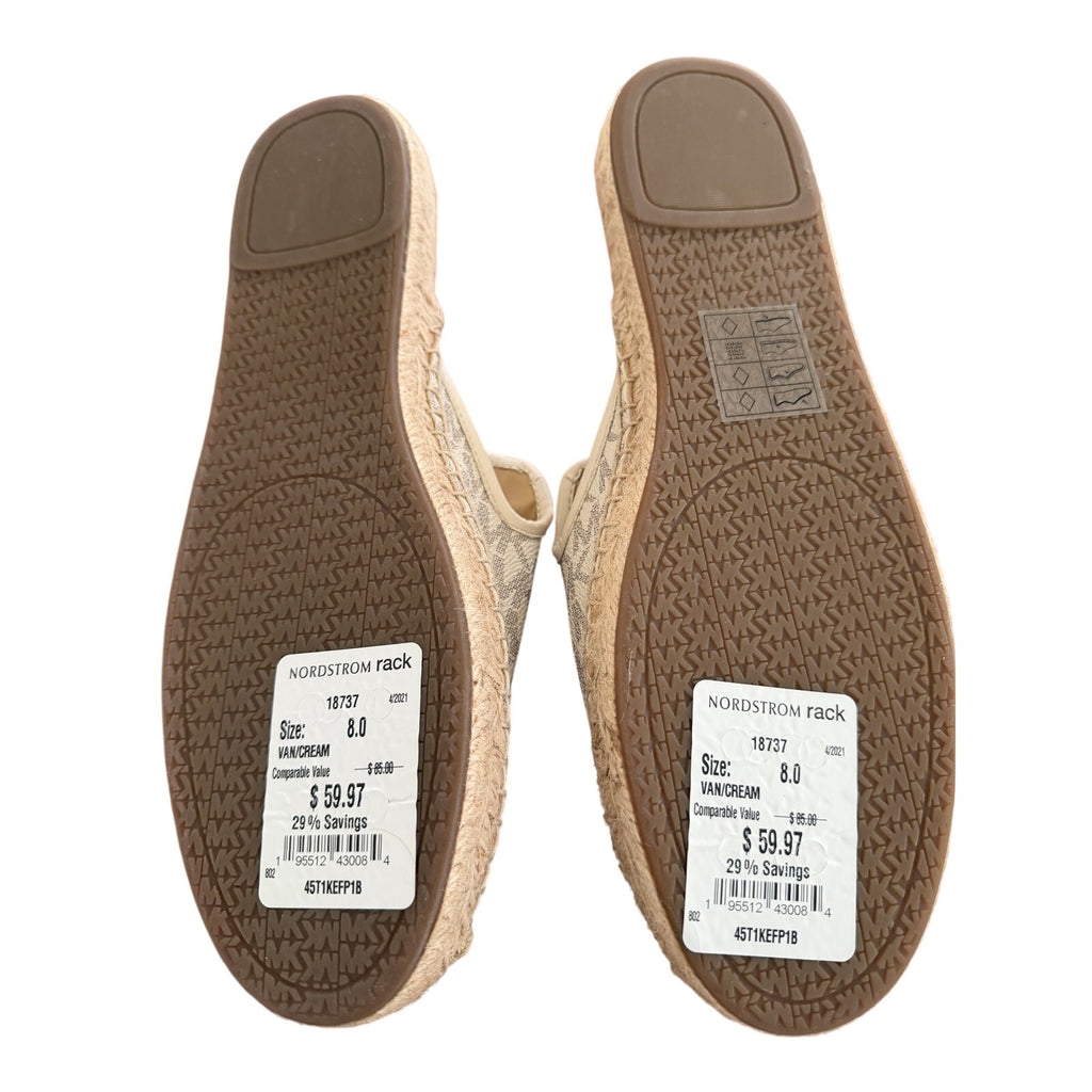 Michael Kors Cream Logo Espadrille Mule Slides Size 8 Gold MK