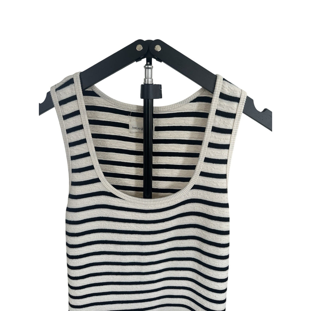 Thread & Supply Black/White Striped Scoop Neck Sleeveless Knit Maxi Dress M