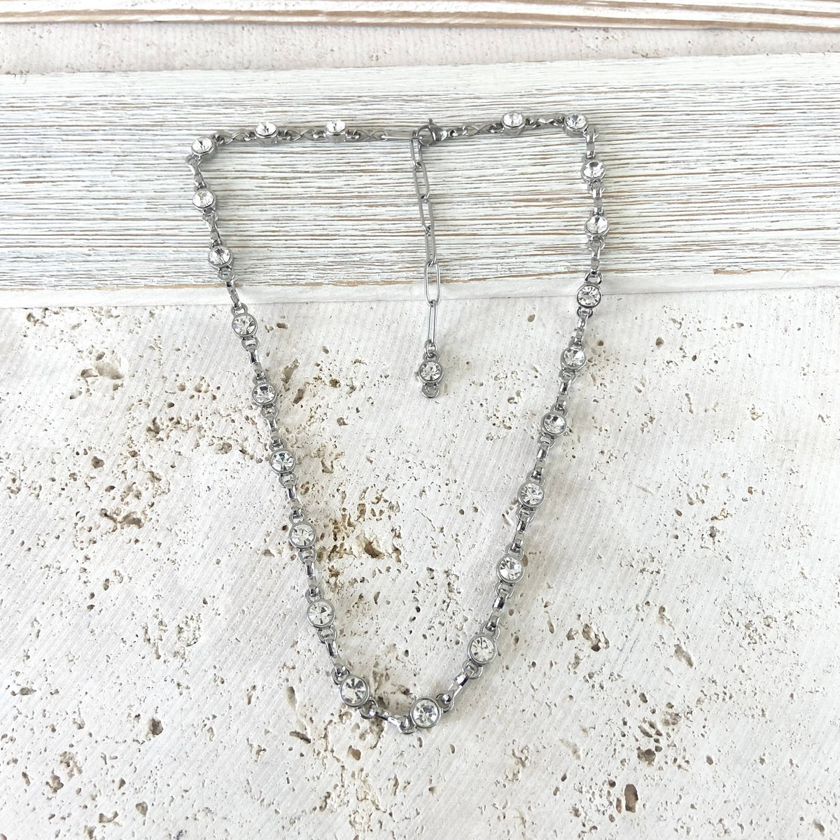 The Natalie | Silver Crystal Layering Necklace