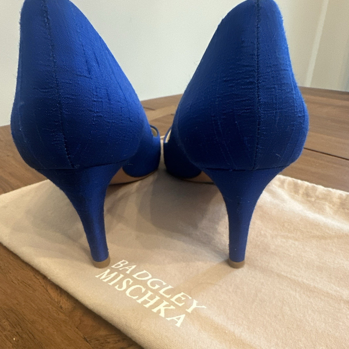 Badgley Mischka Women's Blue Silk Blend Pointed Toe Stiletto Pumps 7.5