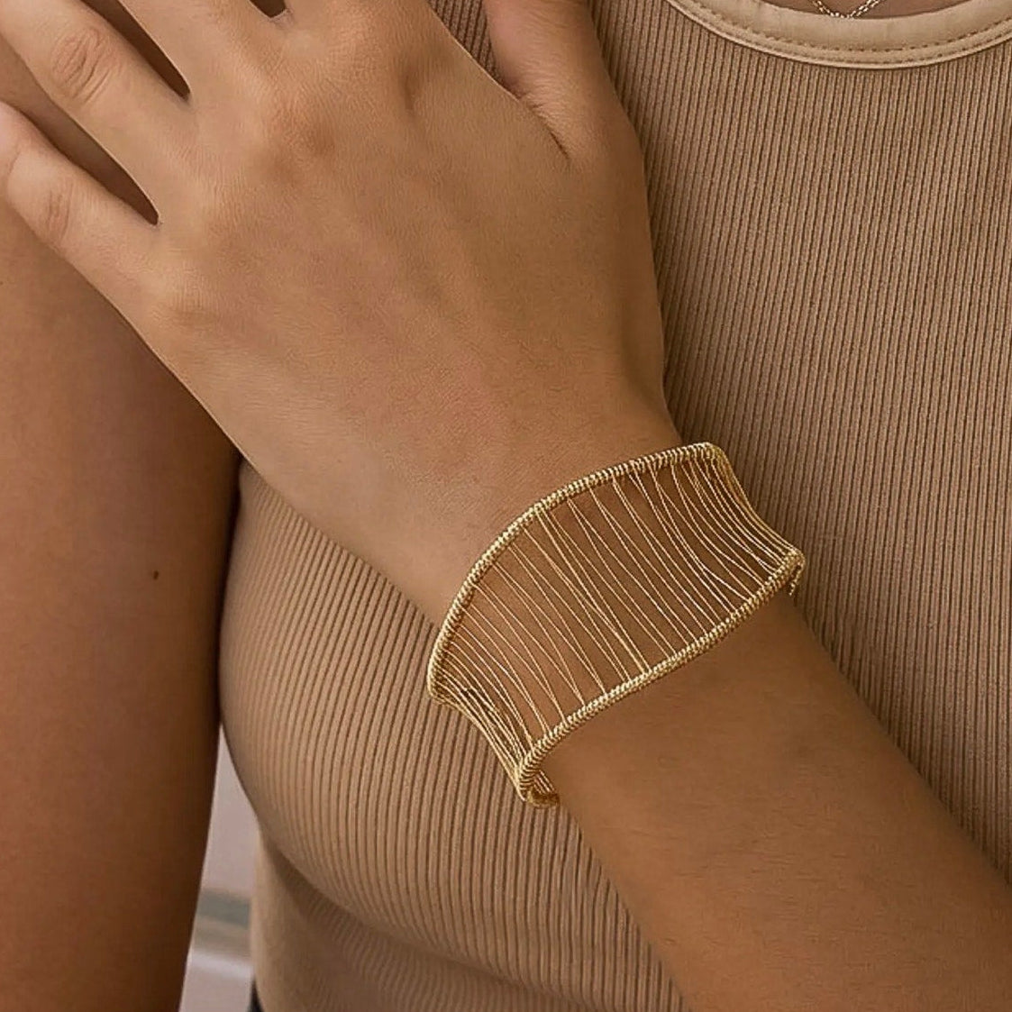 The Sierra Woven Cuff – 18K Gold Non-Tarnish Bracelet