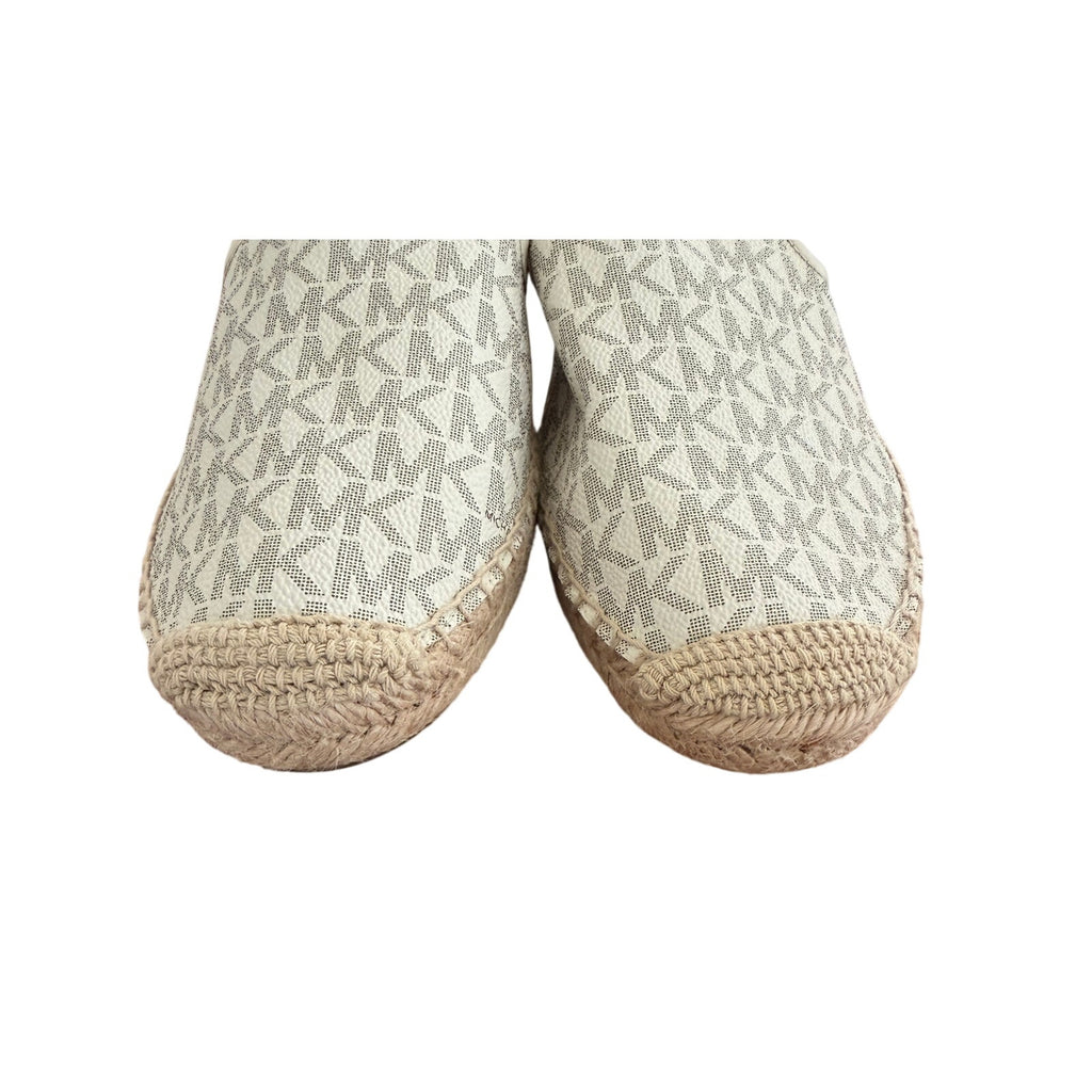 Michael Kors Cream Logo Espadrille Mule Slides Size 8 Gold MK