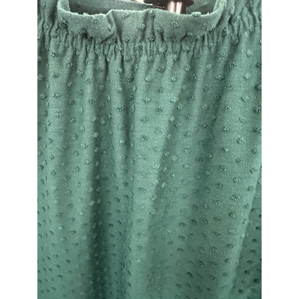 Adrianna Papell 3/4 Sleeve Solid Green Textured Round Neck Blouse XL