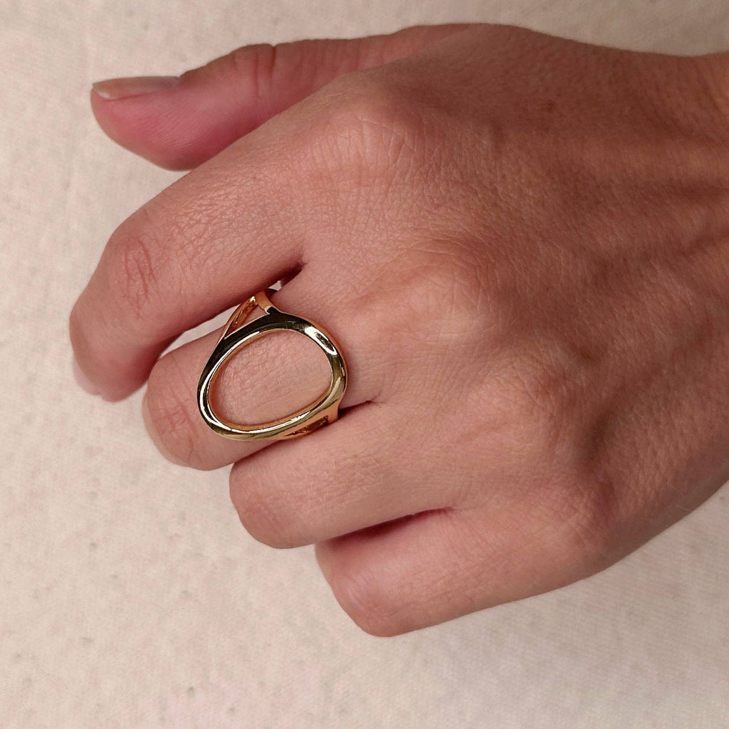 The Sally 18k Gold Filled Oval Geometric Ring