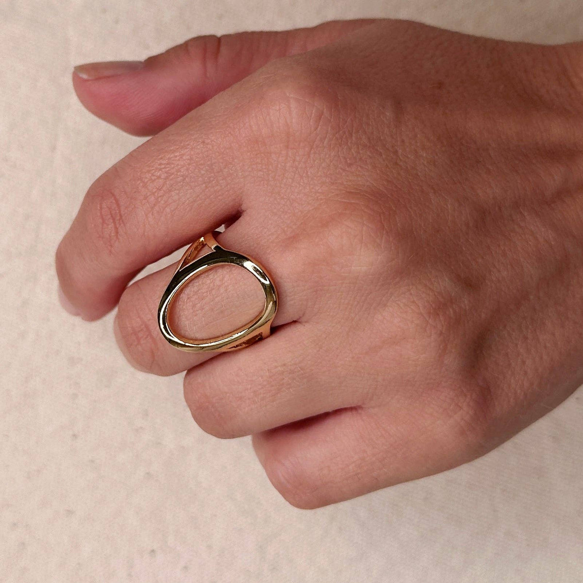 The Sally 18k Gold Filled Oval Geometric Ring