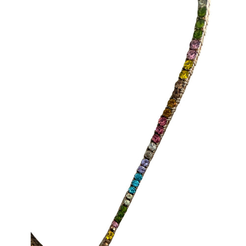 BaubleBar Multicolor Crystal Rhinestone Tennis Necklace Gold Tone Adjustable