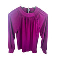 Ann Taylor Long Sleeve Solid Purple Blouse Button Accent SP Petites