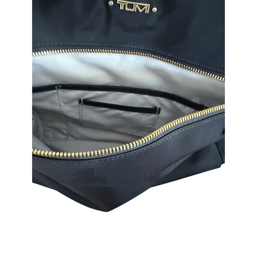 TUMI Voyageur Black Nylon Tote Bag Gold Hardware Work Travel Shoulder Bag