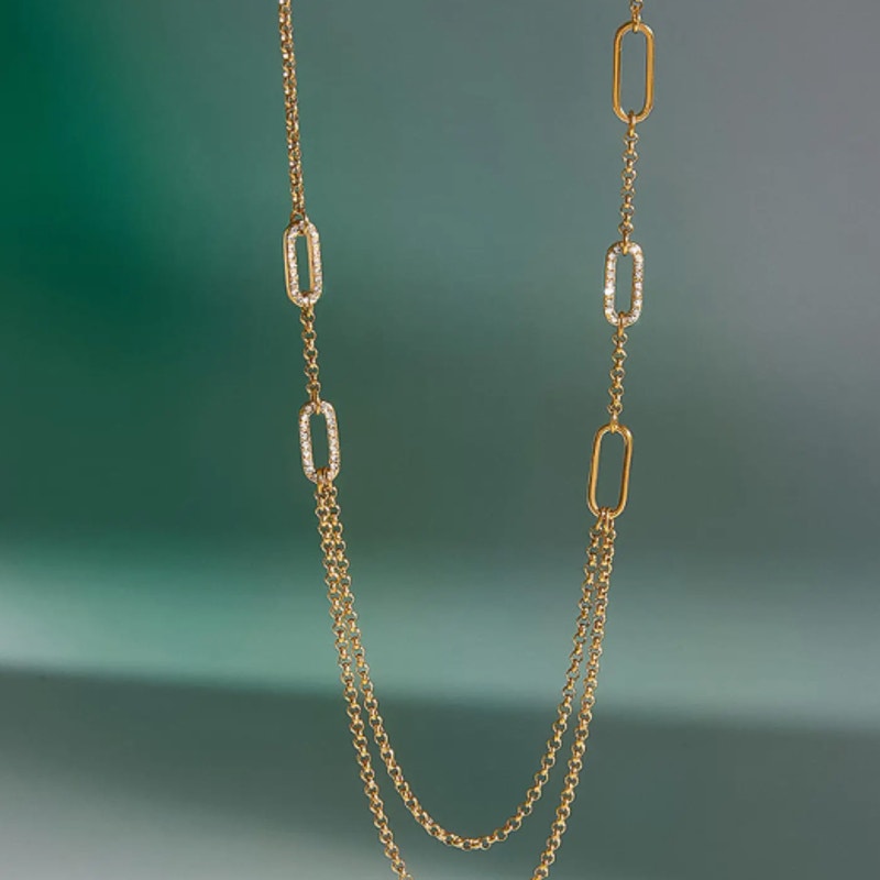 The Blair Necklace – 18K Gold Non-Tarnish Layered Chain Necklace