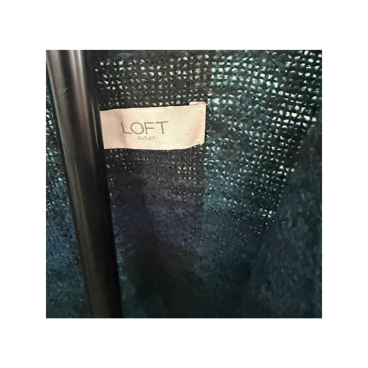 LOFT Outlet Teal Navy Plaid Open Front Ruana Poncho Wrap Fringe One Size