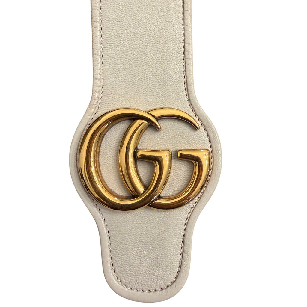 Gucci Interlocking G Ivory Cream Leather Tote Shoulder Bag Gold Hardware Pouch Full Set