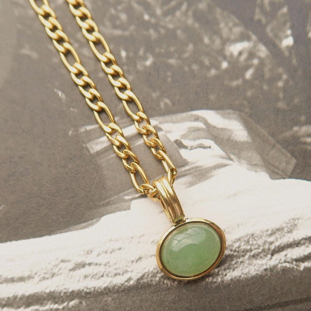 The Robin Necklace – Non-Tarnish Green Stone Pendant Chain Necklace