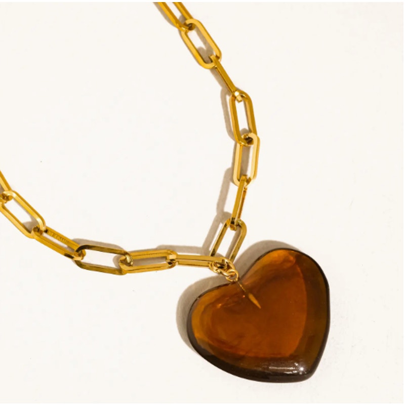 The Harper Necklace – 18K Gold Non-Tarnish Heart Pendant Chain Necklace