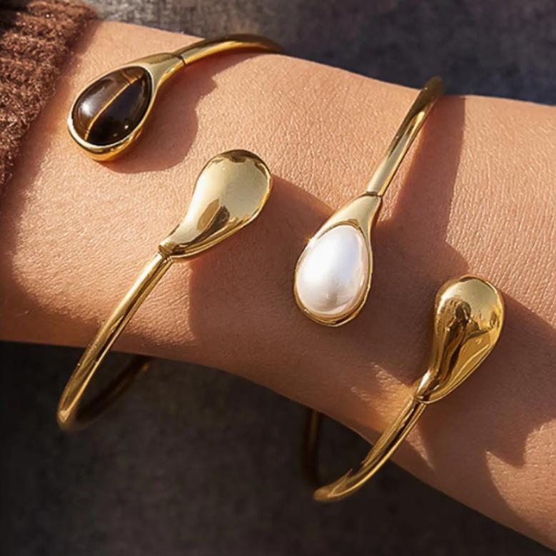 The Camille Cuff – 18K Gold Non-Tarnish Open Stone Bracelet