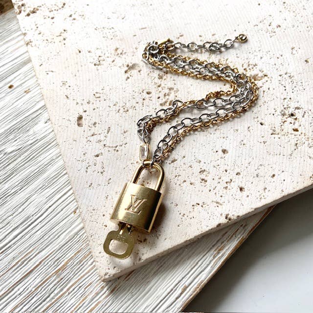 The Georgian Necklace — Repurposed LV Lock Mixed Metal Necklace