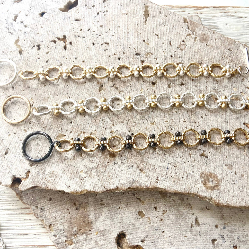 The Marissa | Mixed Metal Textured Link Bracelet