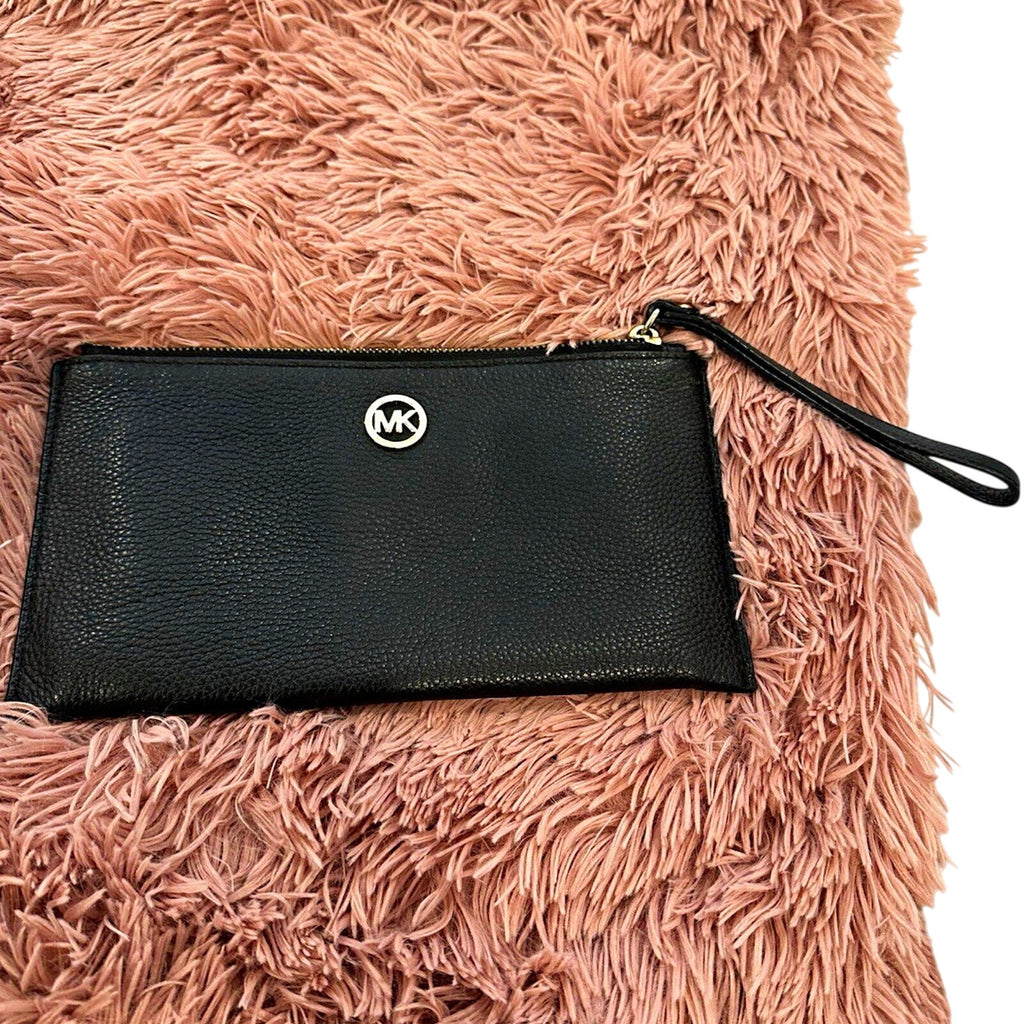 Michael Kors Black Zip Wristlet Wallet w/ Wrist Strap Logo Credit Card