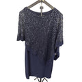 R&M Richards Navy Blue Sequin Lace Overlay Dress Size 12 Formal Cocktail