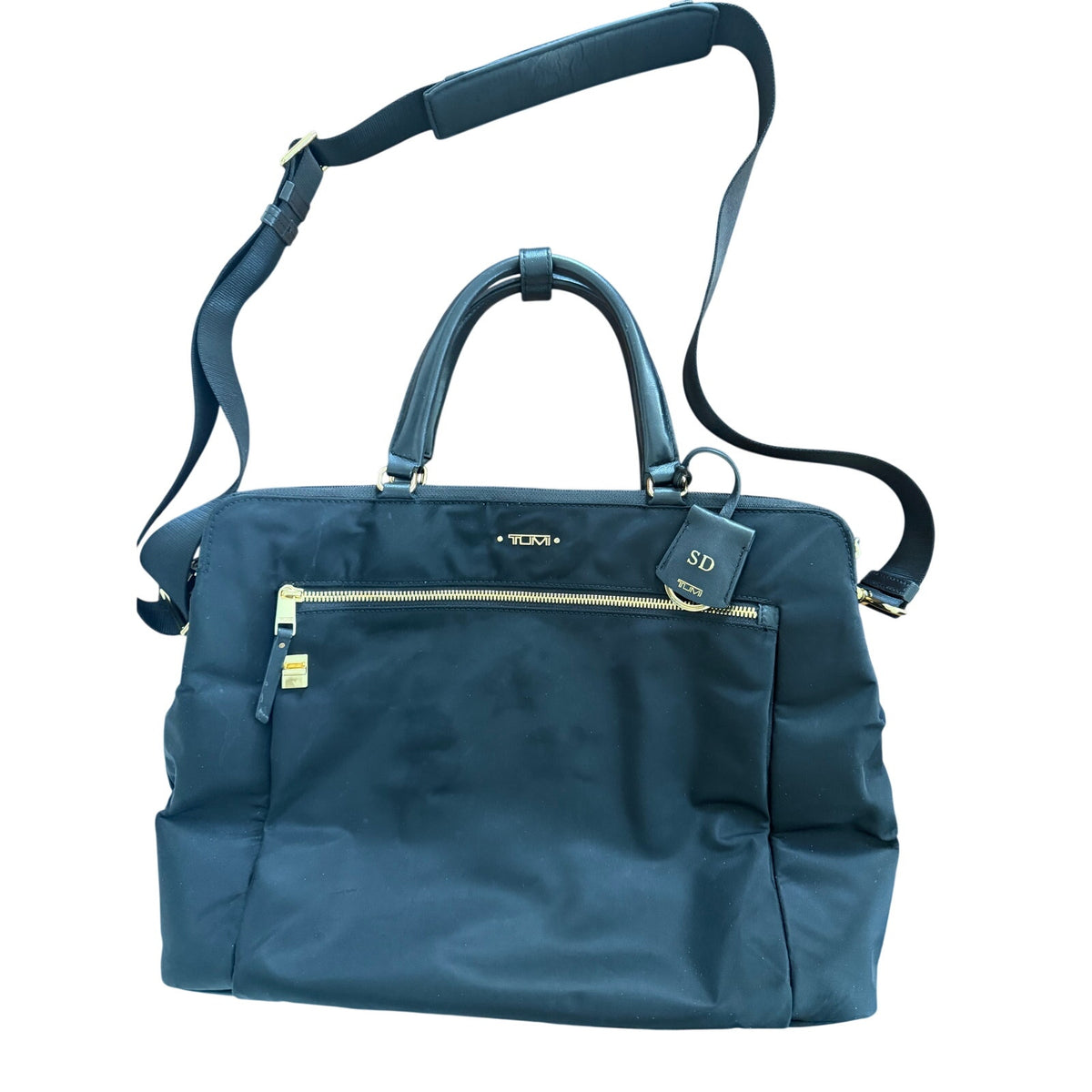 TUMI Sheryl Business Tote Black Nylon Gold Hardware Laptop Work Bag