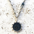 The Meredith | Matte Black Coin & Burnished Silver Chain Necklace