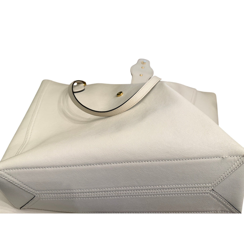 Gucci Interlocking G Ivory Cream Leather Tote Shoulder Bag Gold Hardware Pouch Full Set