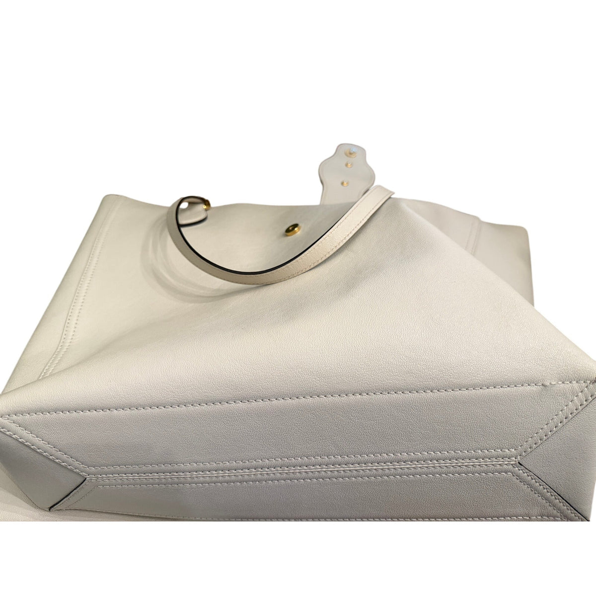 Gucci Interlocking G Ivory Cream Leather Tote Shoulder Bag Gold Hardware Pouch Full Set