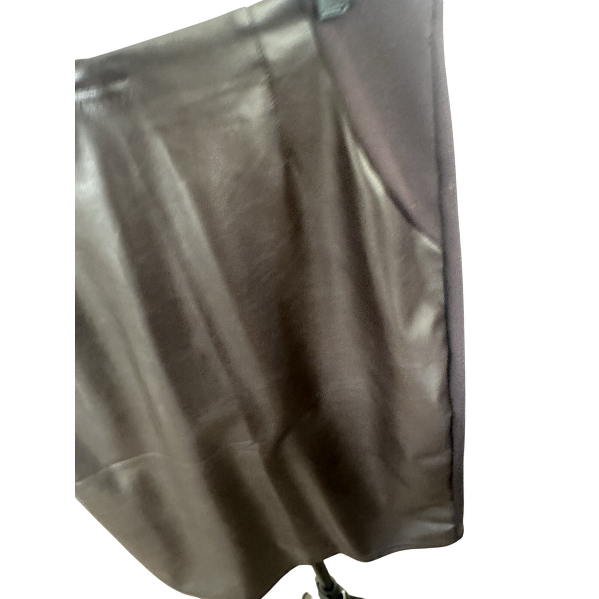 Ellen Tracy Women's Brown Faux Leather Knit Pencil Skirt Knee Length M
