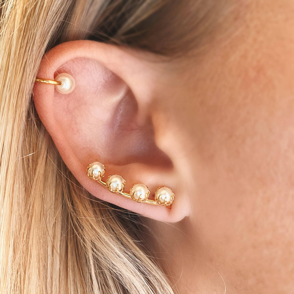The Audrey Earrings | 18K Gold-Filled Pearl Ear Climbers