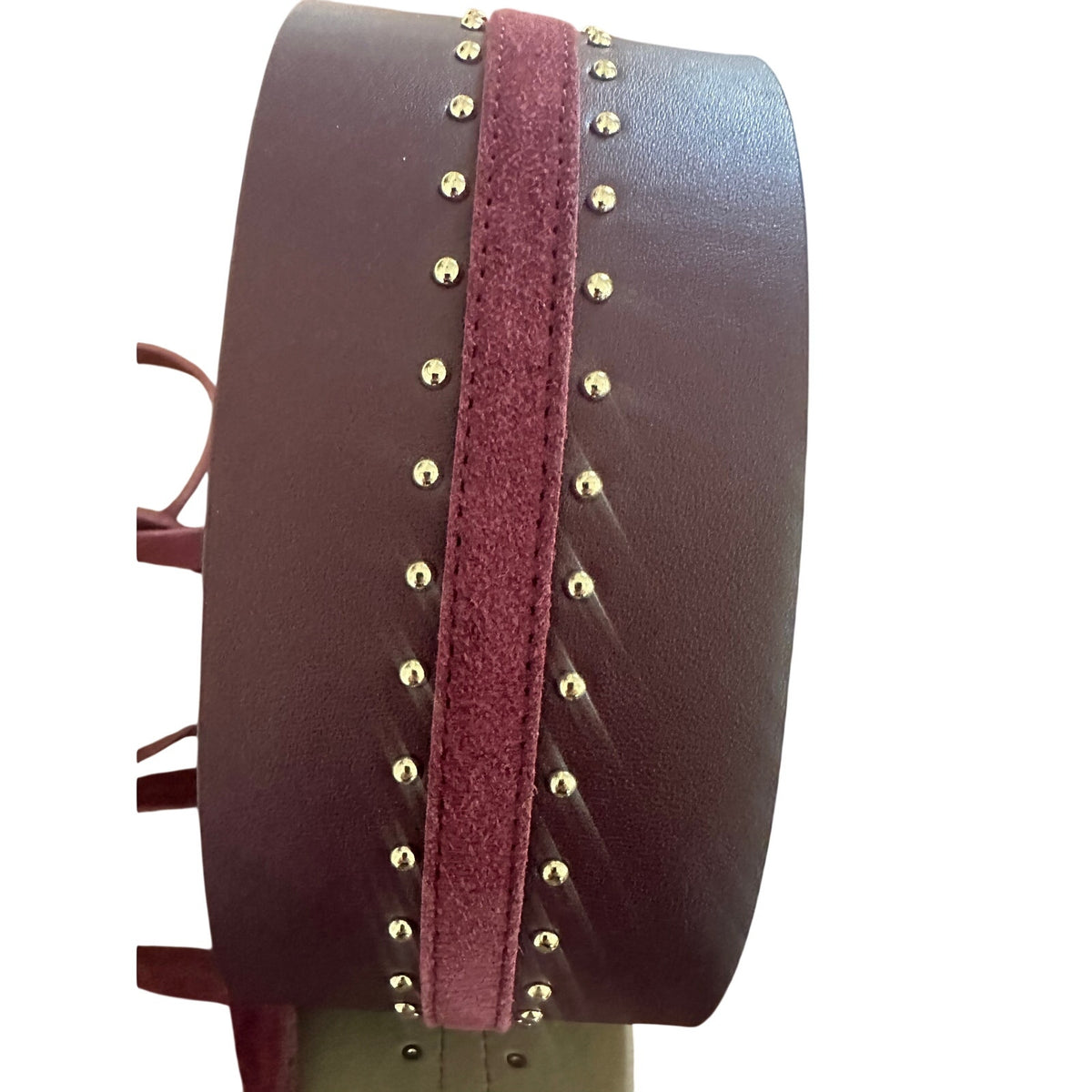 White House Black Market Burgundy Studded Tie Waist Belt Gold Hardware