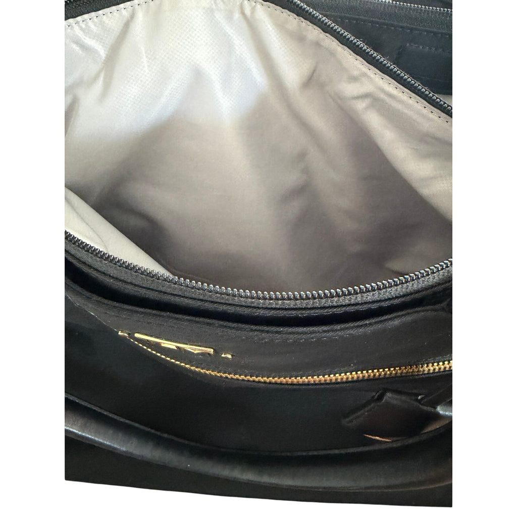 TUMI Voyageur Black Nylon Tote Bag Gold Hardware Work Travel Shoulder Bag