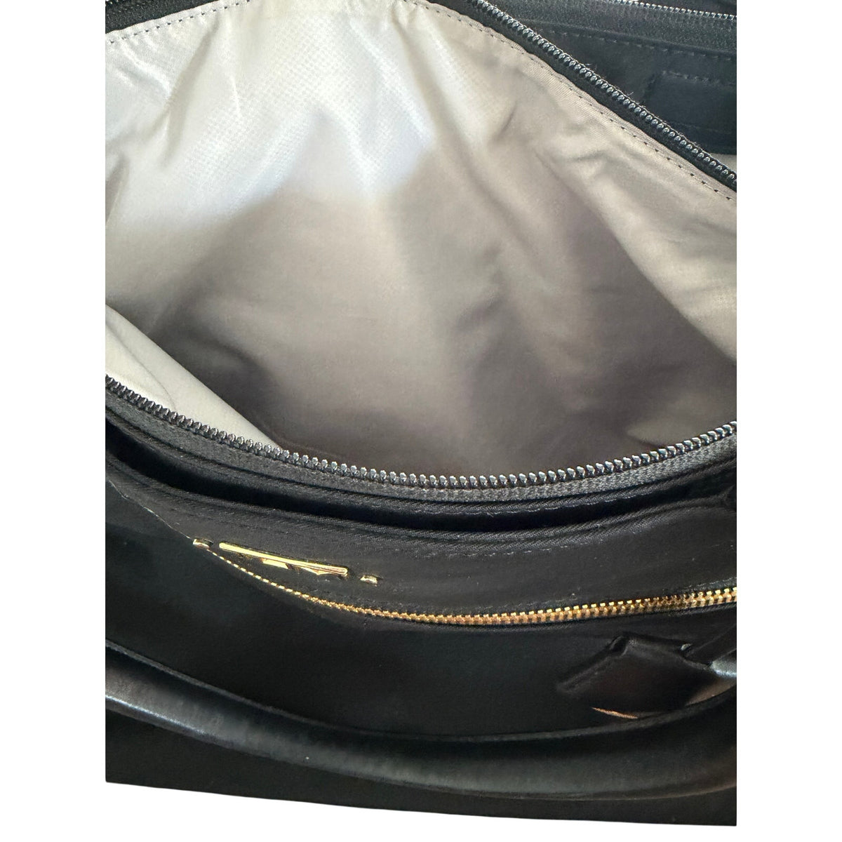 TUMI Voyageur Black Nylon Tote Bag Gold Hardware Work Travel Shoulder Bag