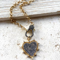 The Missy Necklace — Two-Tone Pavé Heart Necklace