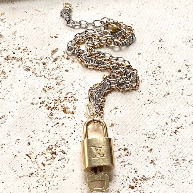 The Georgian Necklace — Repurposed LV Lock Mixed Metal Necklace