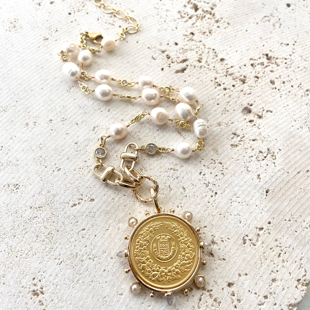 The Adeline French Coin & Pearl Necklace