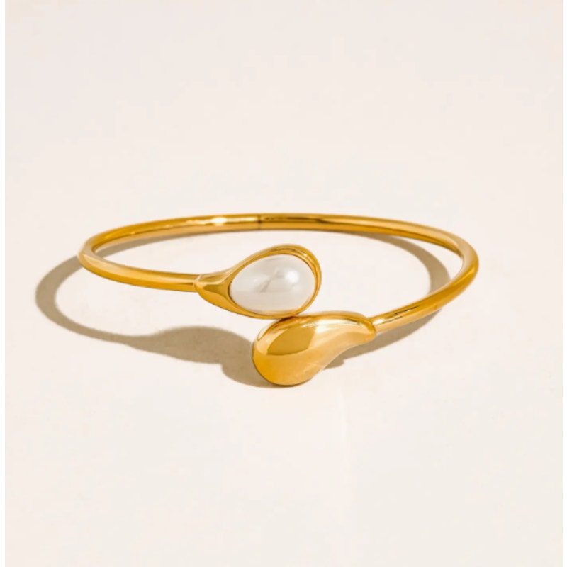 The Camille Cuff – 18K Gold Non-Tarnish Open Stone Bracelet