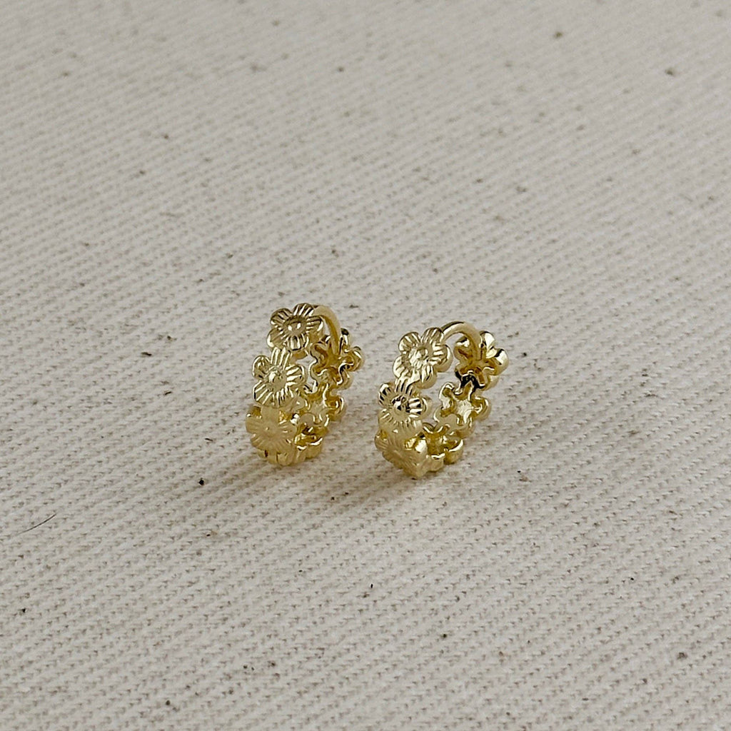 The Desiree 18k Gold Filled Flower Huggies Hoop Earrings