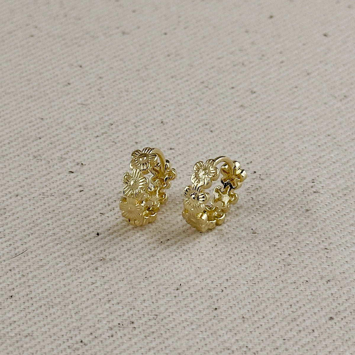 The Desiree 18k Gold Filled Flower Huggies Hoop Earrings