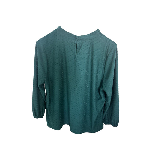 Adrianna Papell 3/4 Sleeve Solid Green Textured Round Neck Blouse XL