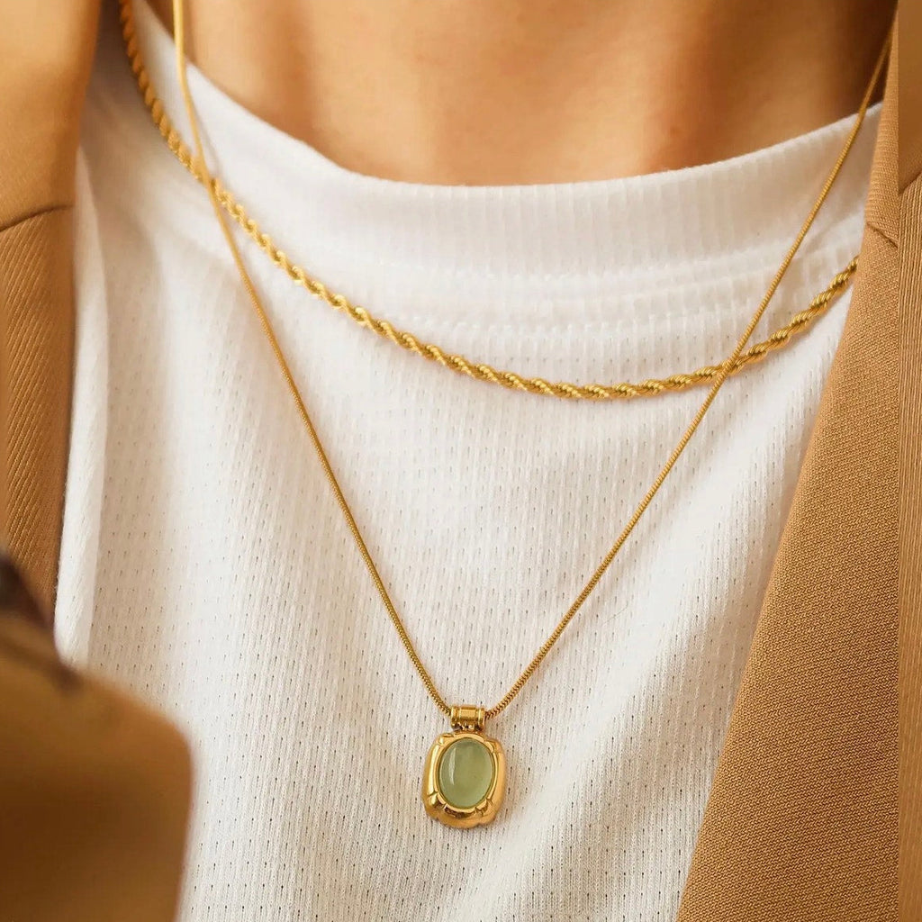 The Akesha Necklace – 18K Gold Non-Tarnish Natural Stone Pendant Necklace