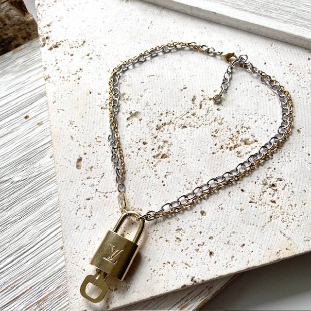 The Georgian Necklace — Repurposed LV Lock Mixed Metal Necklace