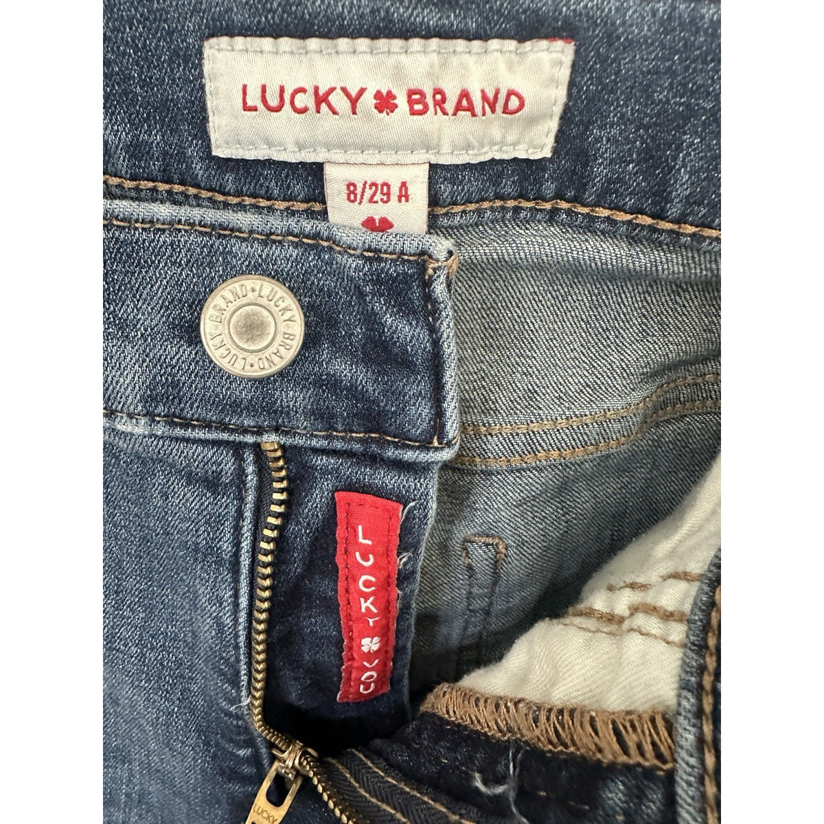 Lucky Brand Women’s Skinny Slim Blue Medium Wash Jeans, Zip/Button