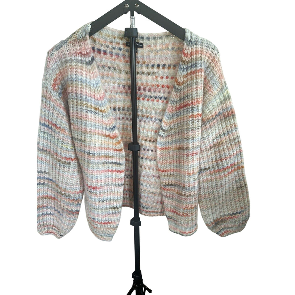 Flag & Anthem Womens Knit Striped Open Front Long Sleeve Cardigan Sweater M