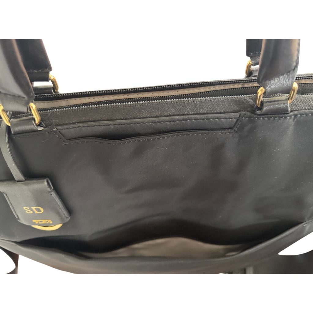 TUMI Sheryl Business Tote Black Nylon Gold Hardware Laptop Work Bag