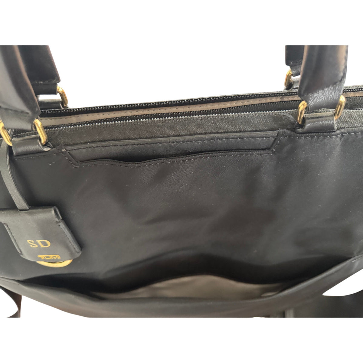 TUMI Sheryl Business Tote Black Nylon Gold Hardware Laptop Work Bag